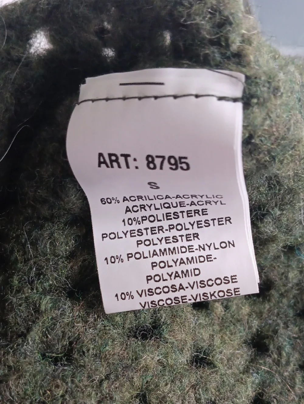 Souvenir Clubbing Green Open Knit Sweater S Fuzzy Textured Hole Knit - Picture 7 of 7